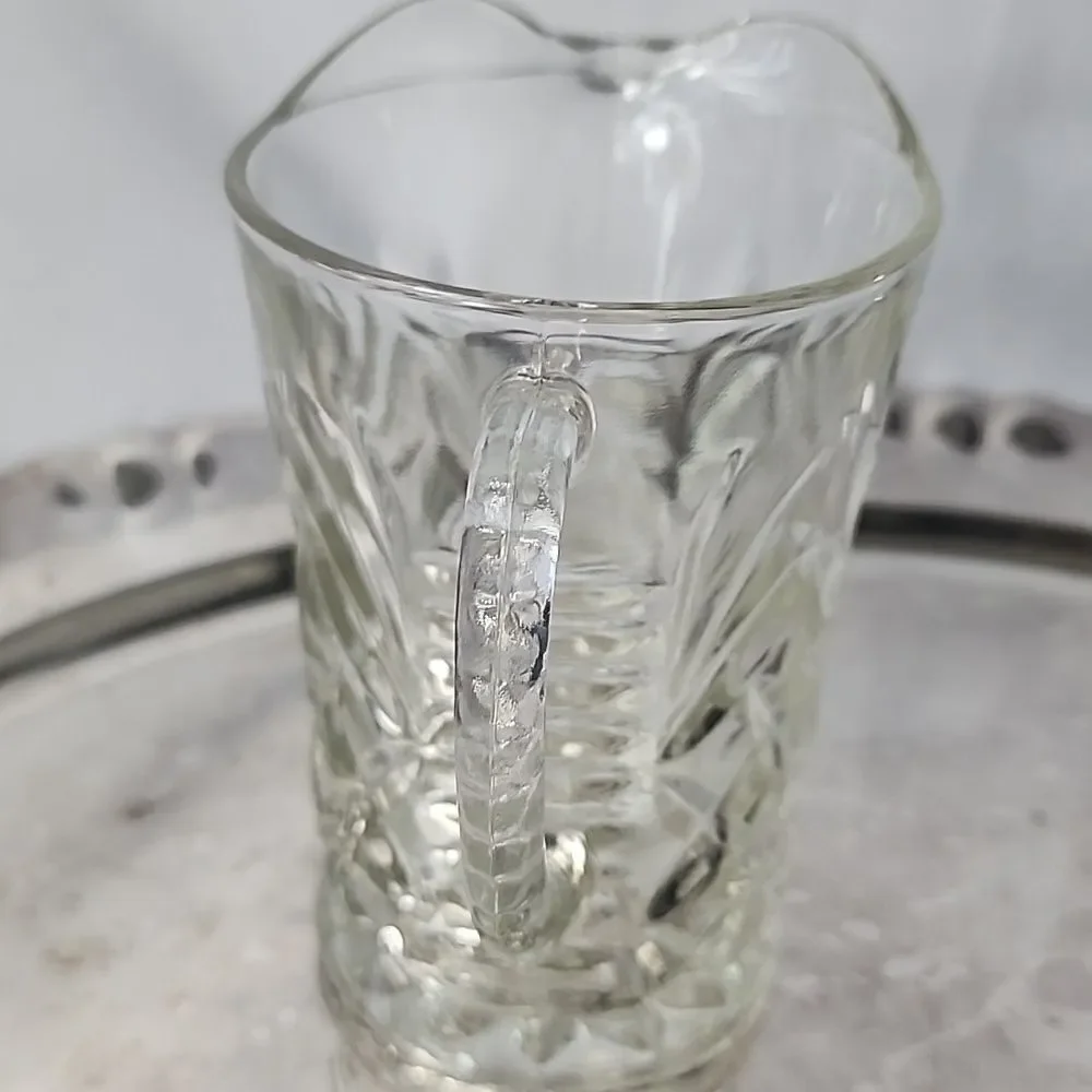 Vintage Pressed Glass Pitcher Creamer Pineapple Pattern
